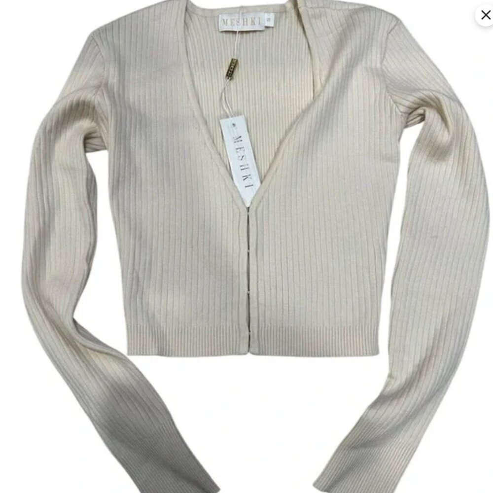 Meshki Alex hook and eye front closure longsleeve knit top - BNWT